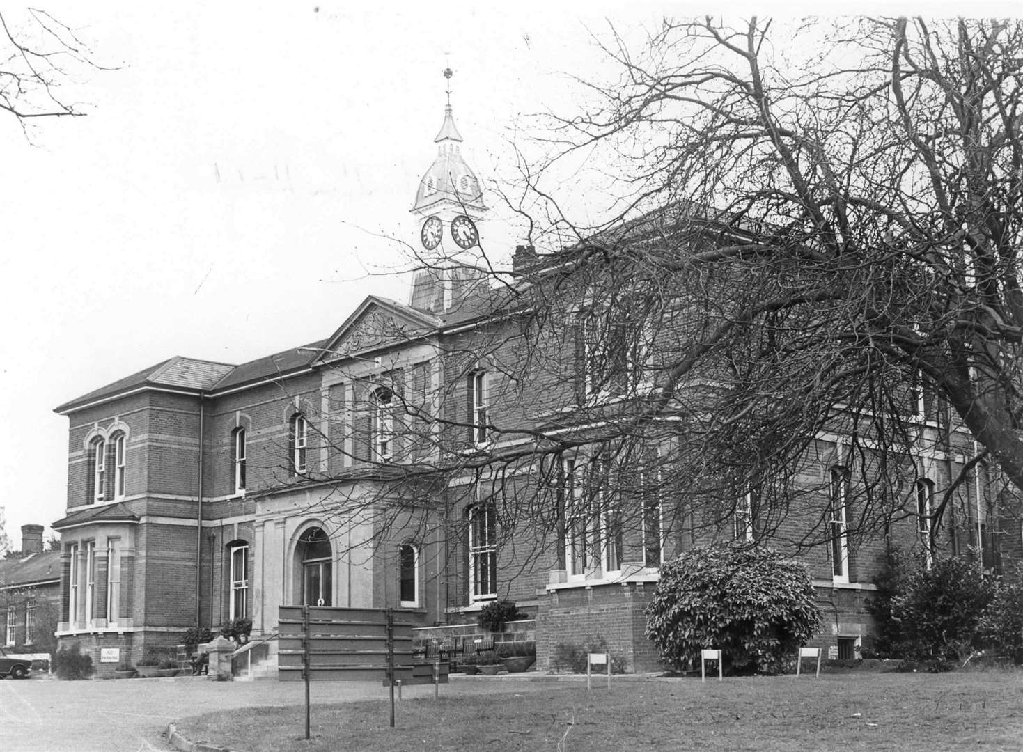 St Augustine's Hospital at Chartham in 1976. The site opened 100 years earlier as the Kent County Lunatic Asylum