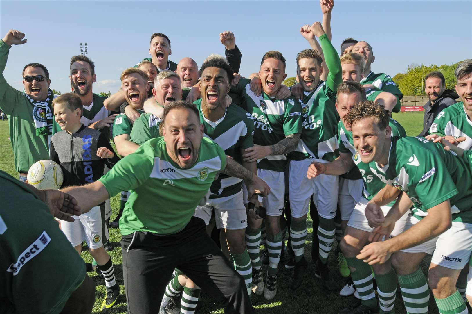 Ashford manager Danny Lye and team celebrate Picture: Gary Browne