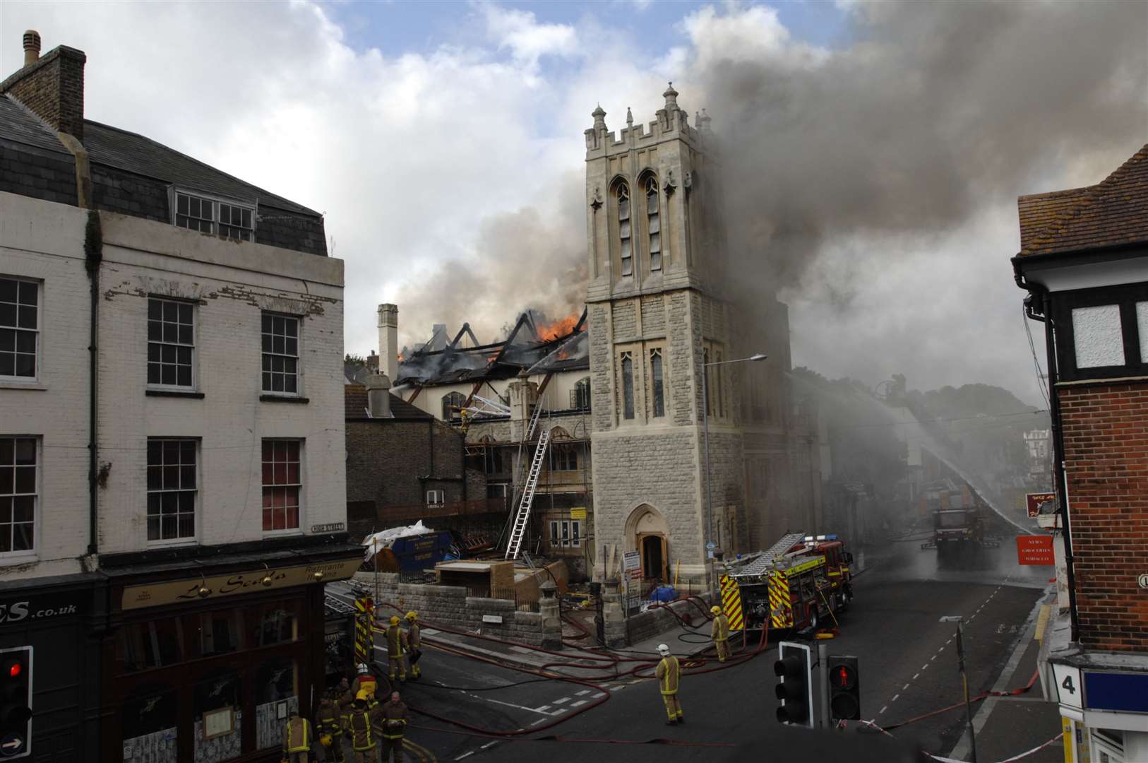 Smoke rose above the town centre in the 2007 fire. Picture: Terry Scott