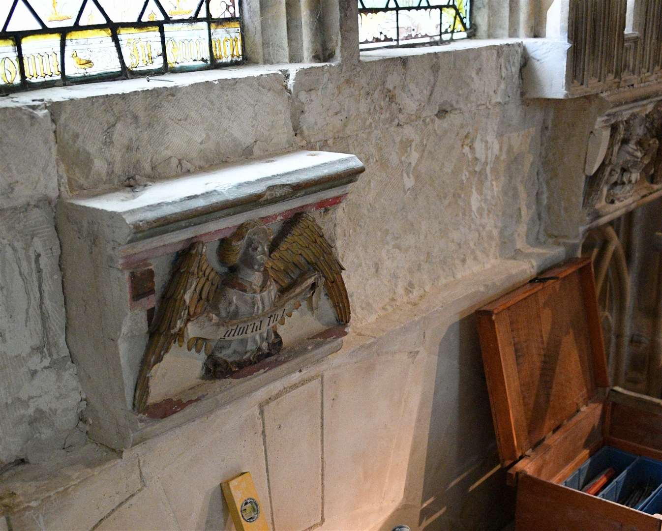 The newly-carved panels in situ in Canterbury Cathedral