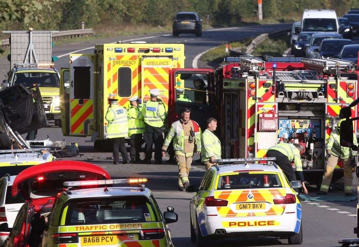 Police at the scene of the crash. Picture: UKNIP (18872169)