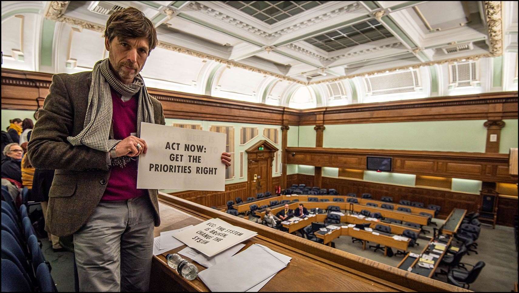 Extinction Rebellion campaigners at Maidstone's County Hall. Pictures: Benjamin Darlington