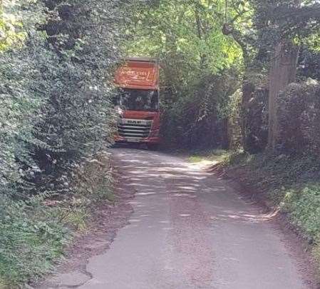 A lorry blocking Walnut Hill Road