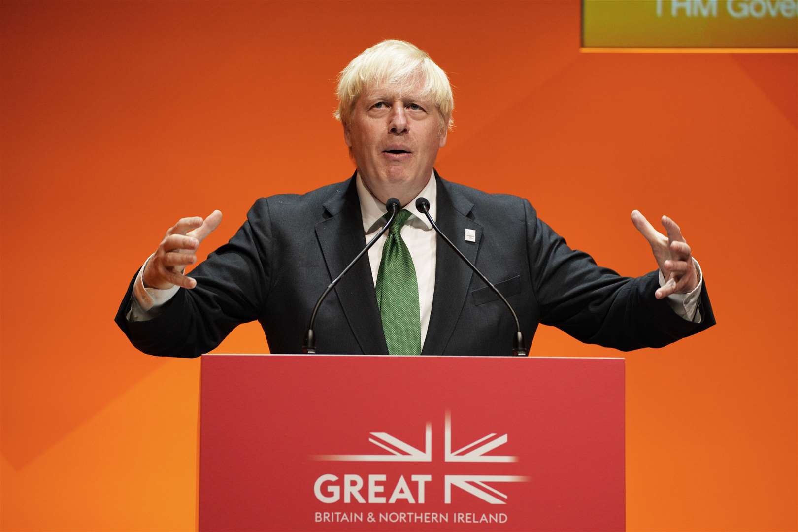 Boris Johnson speaking at the the Commonwealth Business Forum at the ICC in Birmingham (PA)