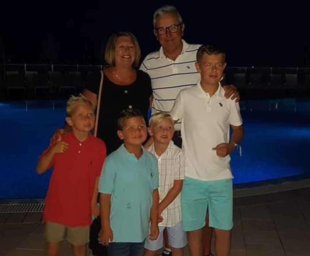 Geoff pictured with his wife Debbie and their four grandchildren. Picture: Lindsay Godden