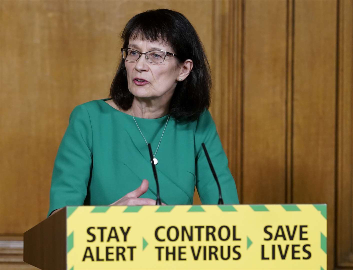 Deputy chief medical officer, Dr Jenny Harries, made her first press conference appearance in three weeks on Monday (Andrew Parsons/10 Downing Street/Crown Copyright)