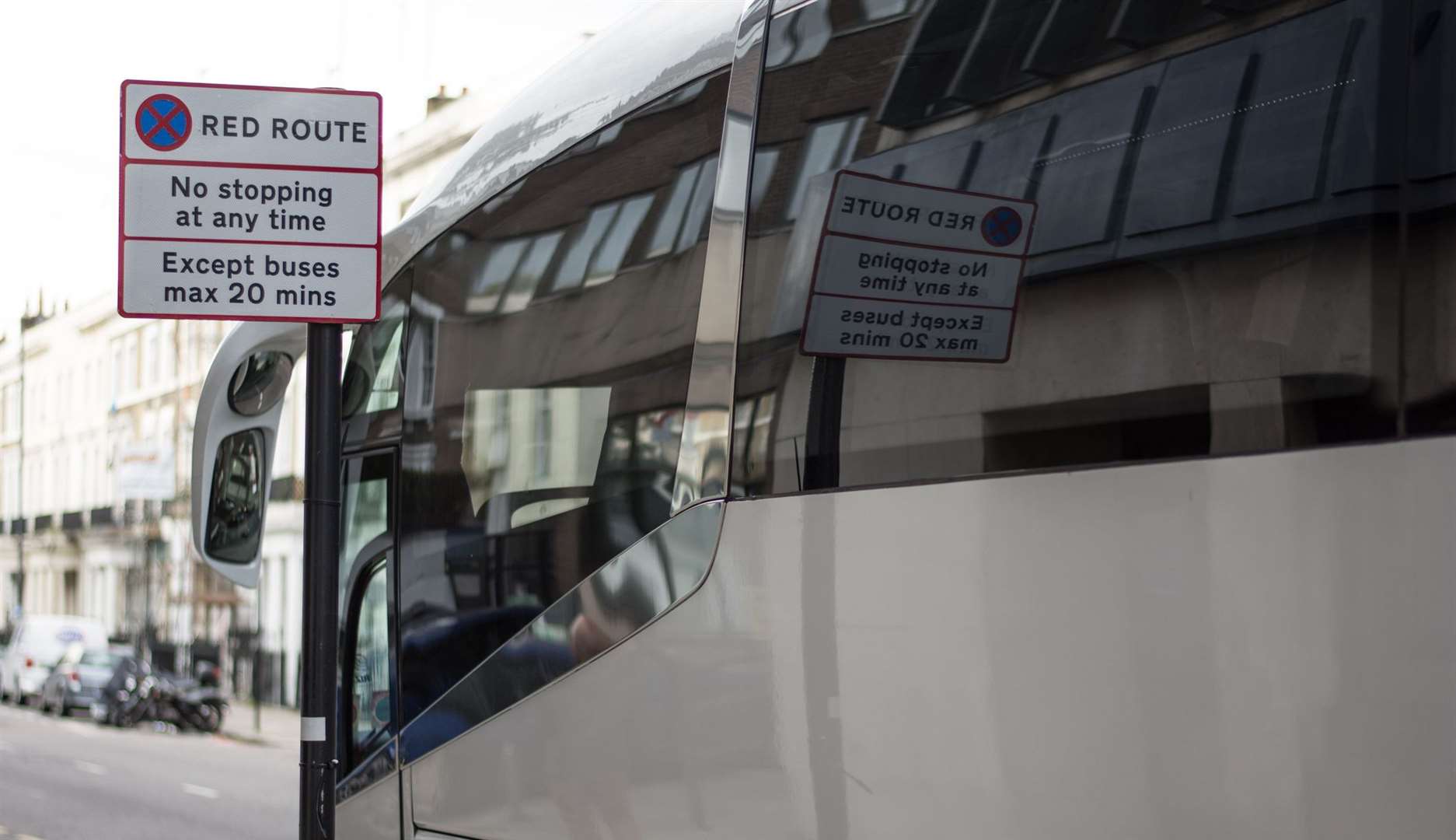 A red route in London, where drivers can be fined for stopping or parking. Picture: iStock