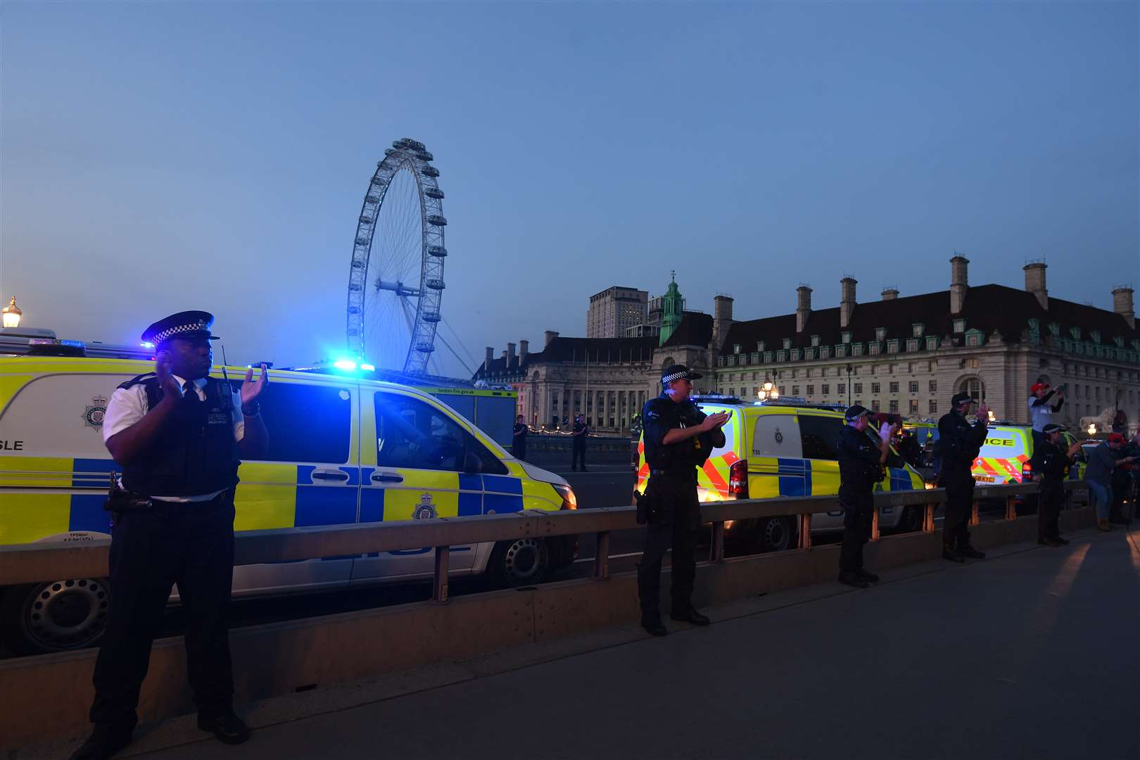 Officers from the Metropolitan Police joined in (Victoria Jones/PA)