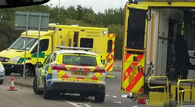 The roundabout was closed following he accident