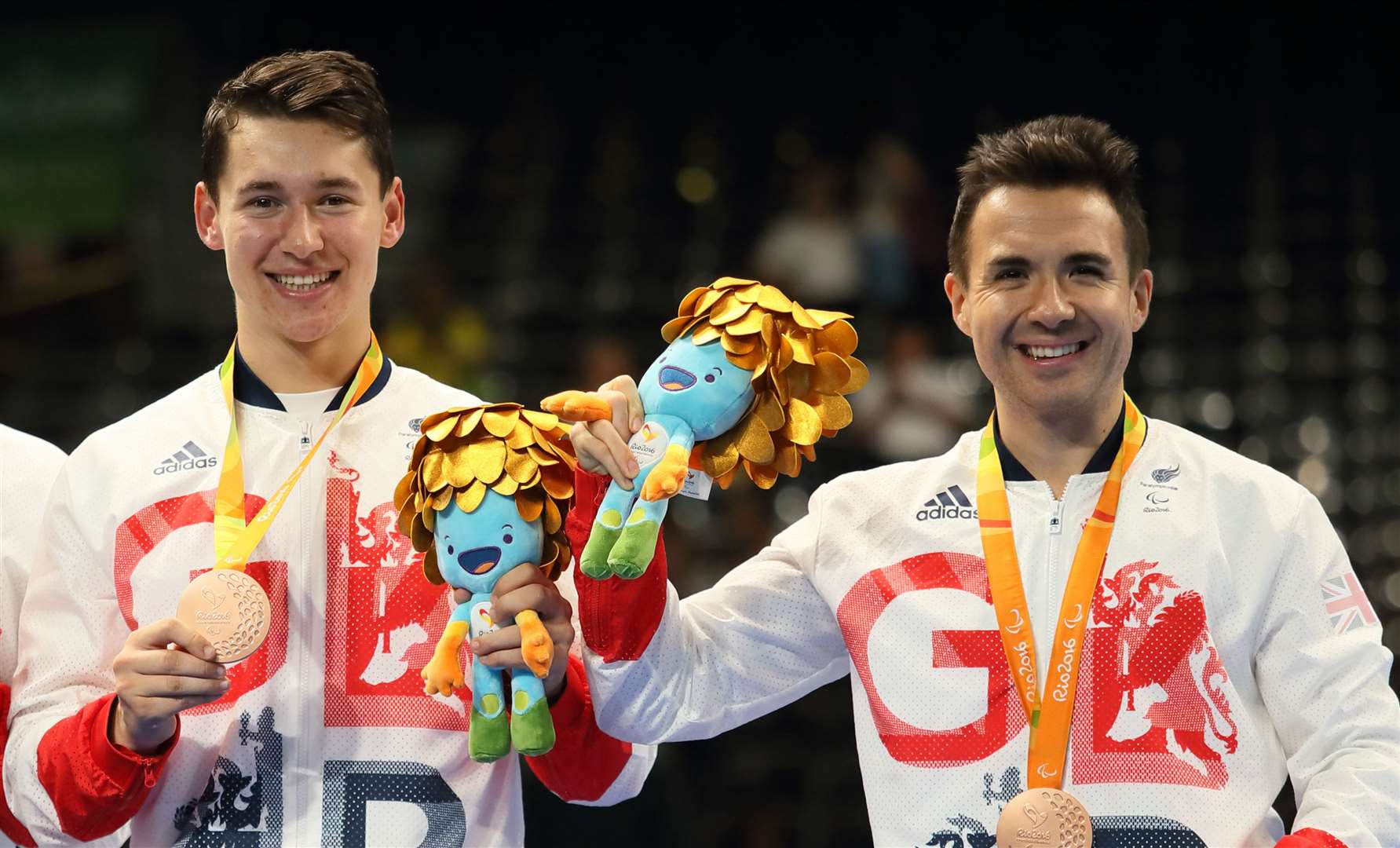 Ross Wilson celebrates table tennis team bronze with team-mate Will Bayley at the Rio Paralympics in 2016 Picture: onEdition Media