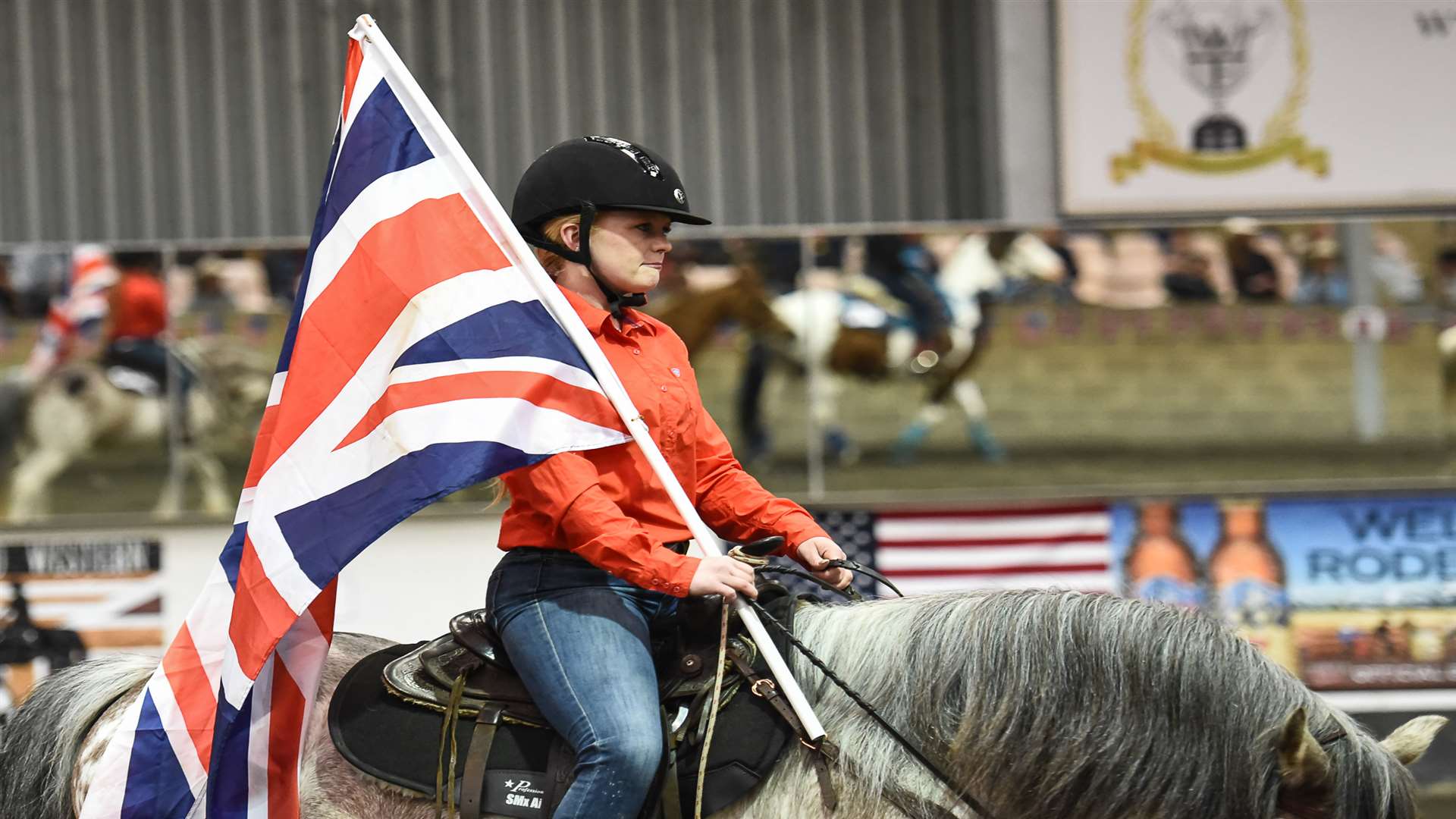 Flag racing was a main feature at the Western horse show