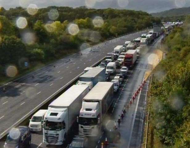 The M25 is closed between junctions 5 and 6. Picture: National Highways