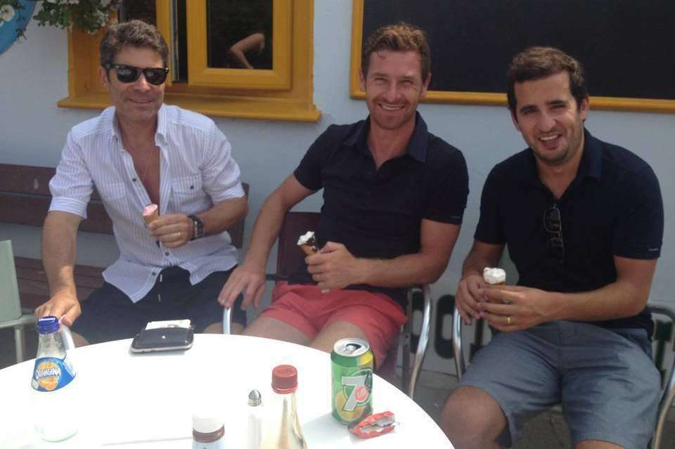 Andre Villas-Boas, centre, with assistant coaches Jose Mario Rocha, left, and Daniel Sousa at Cafe Reculver