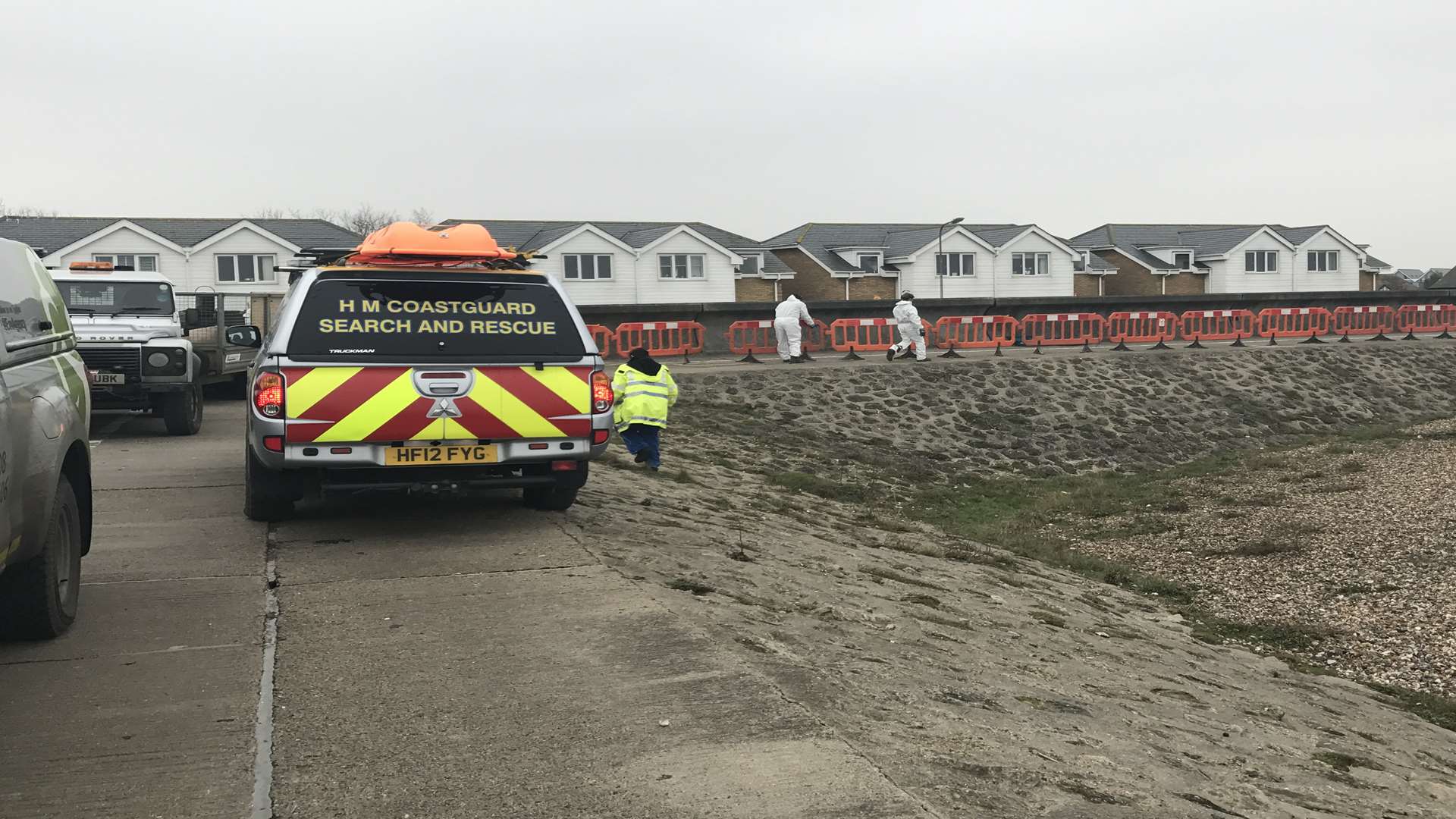 Coastguard were spotted on the sea wall