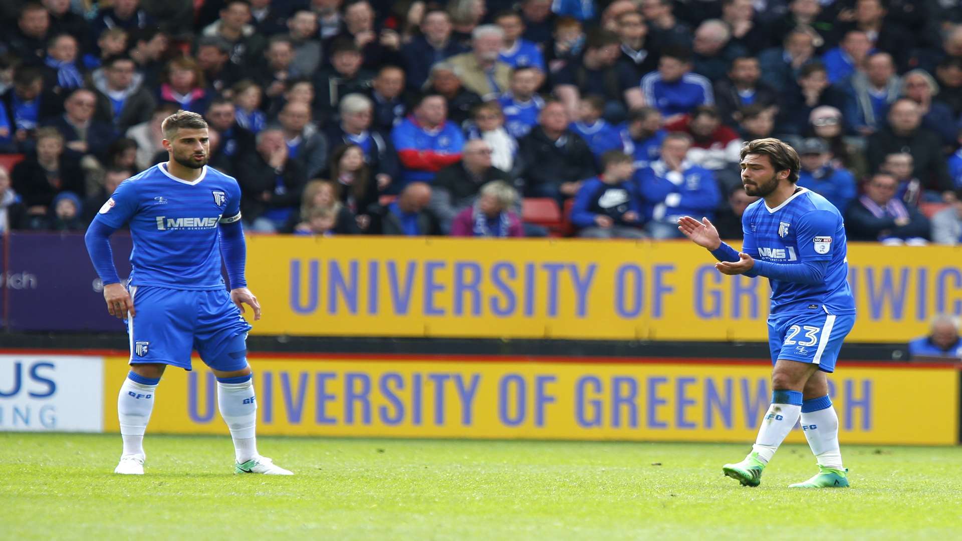 Bradley Dack tries to get the Gills going after conceding their second goal Picture: Andy Jones