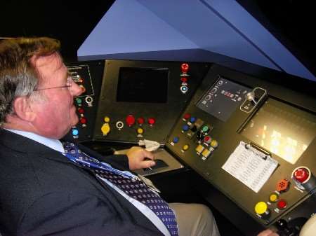 Cllr Collor takes the controls