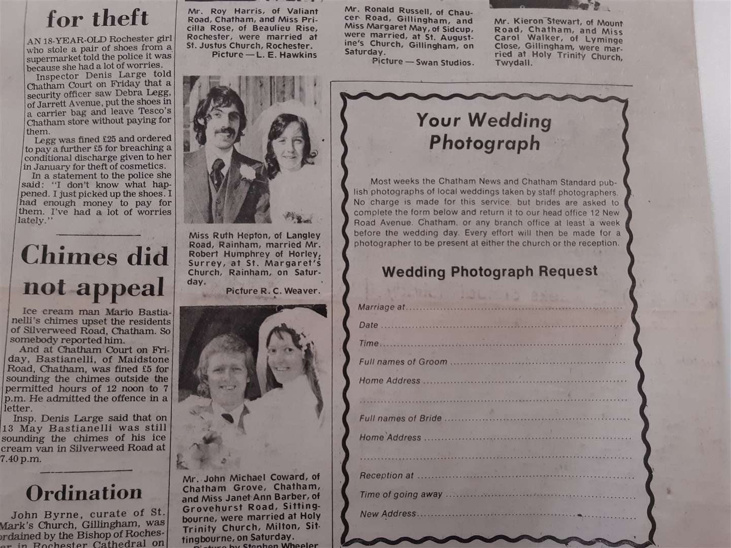People who featured in an October Wedding Page back in October 1973
