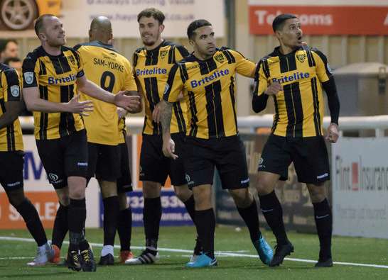 Alex Wynter celebrates the opening goal Picture: Andy Payton