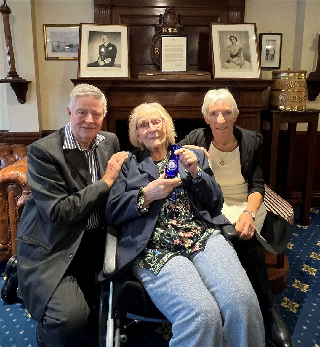 Kath Baines with her daughter Linda and her son-in-law Tony Williams