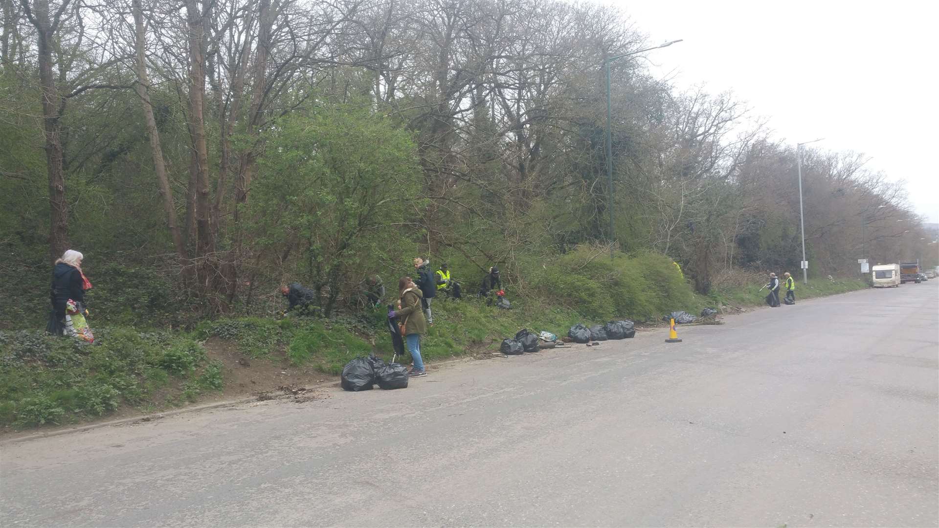 Around 60 volunteers helped to pick up rubbish. Picture: Sam Brennan