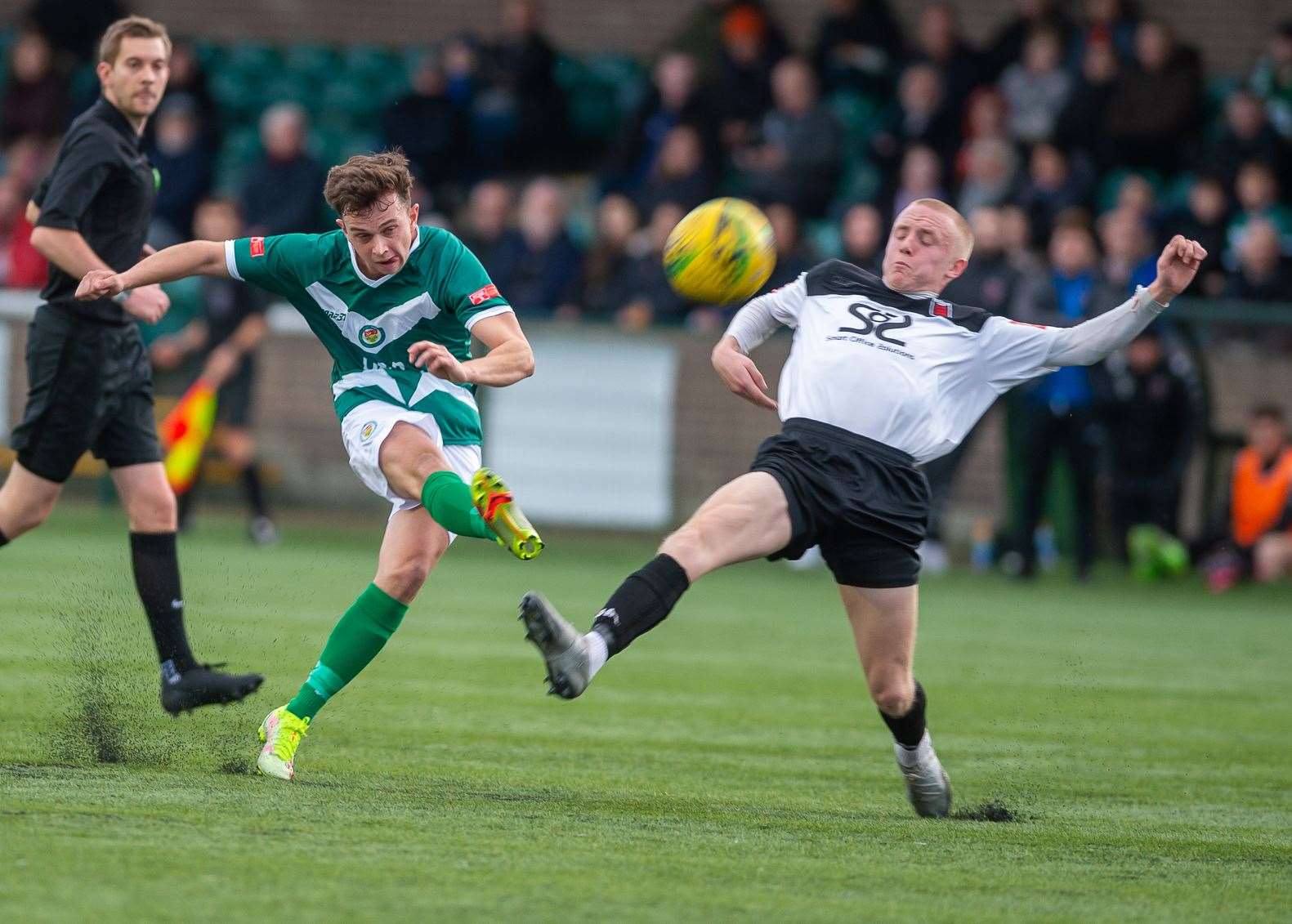 Johan ter Horst lets fly in Ashford's 2-2 draw with Faversham Picture: Ian Scammell