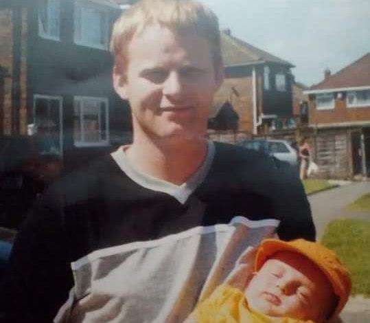 Scott O'Rourke with his son 20 years ago