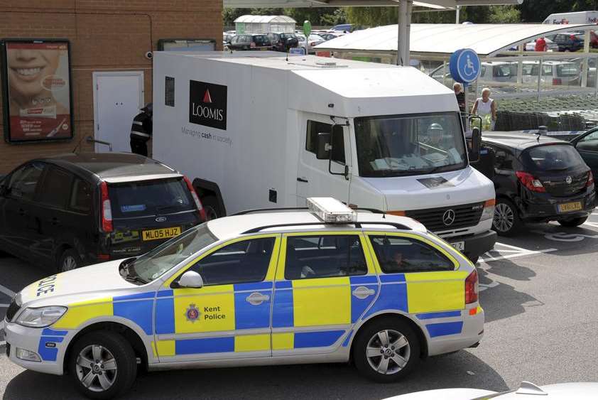 The Loomis van targeted by armed raiders. Picture: Andy Payton