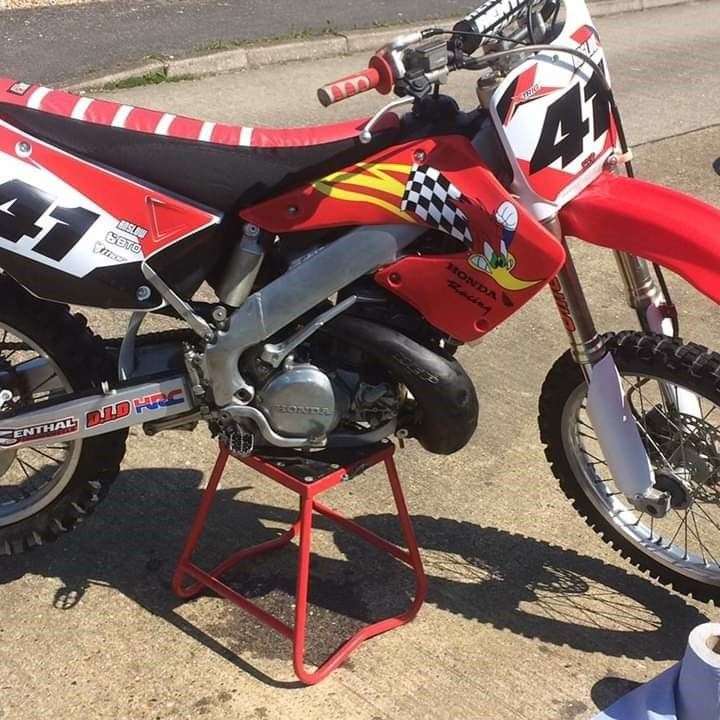 One of the stolen motocross bikes, with a distinctive Woody Woodpecker design