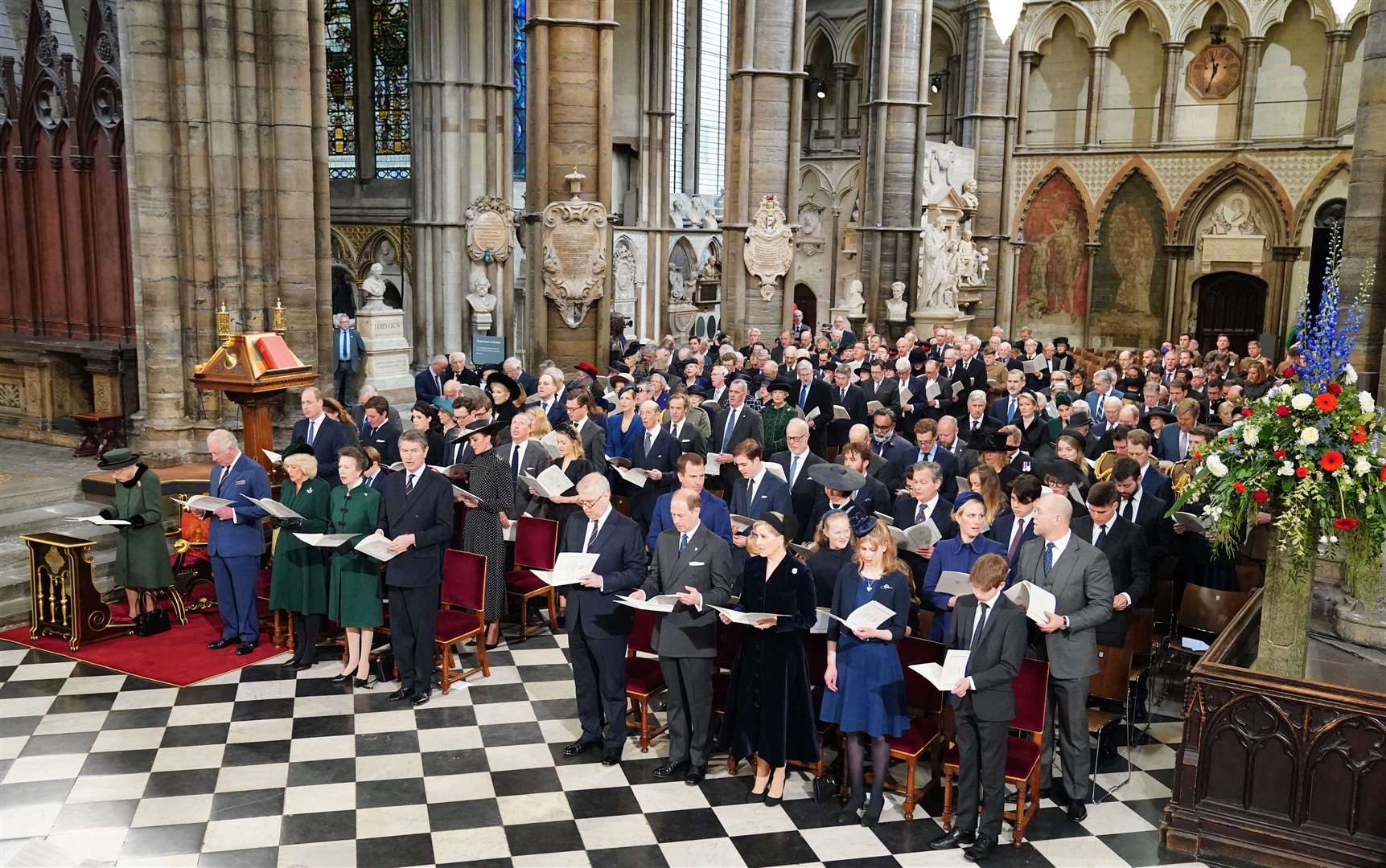 The Queen was surrounded by her family during the Service of Thanksgiving for the life of the Duke of Edinburgh at Westminster Abbey (Dominic Lipinski/PA)