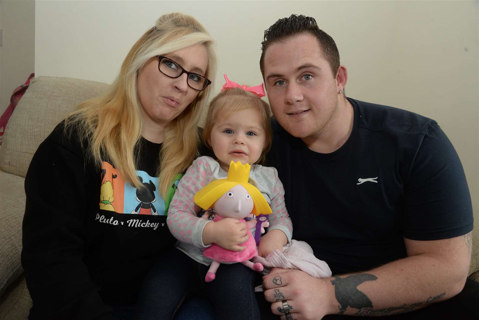 Sarah Jane Donoghue and Jesse Hopkins with daughter Ellie Donoghue