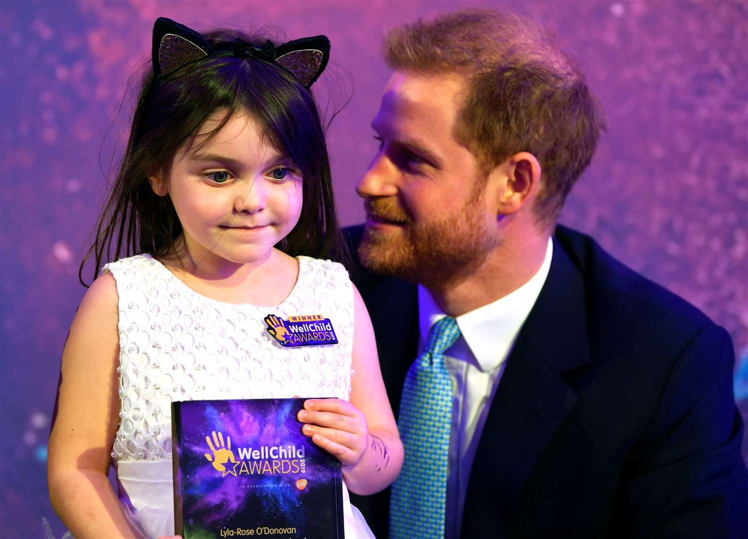 The Duke of Sussex with WellChild award-winner Lyla-Rose O’Donovan at a previous ceremony (Toby Melville/PA)