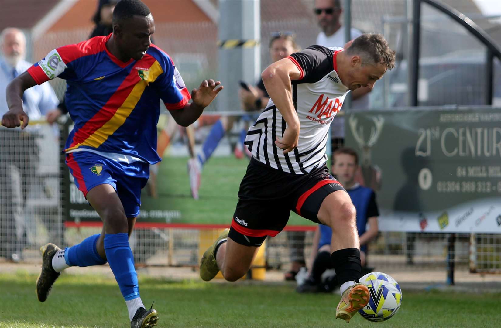 Two-goal forward Rory Smith – was influential in Deal Town’s 3-1 away win over frontrunners Glebe on Saturday. Picture: Paul Willmott