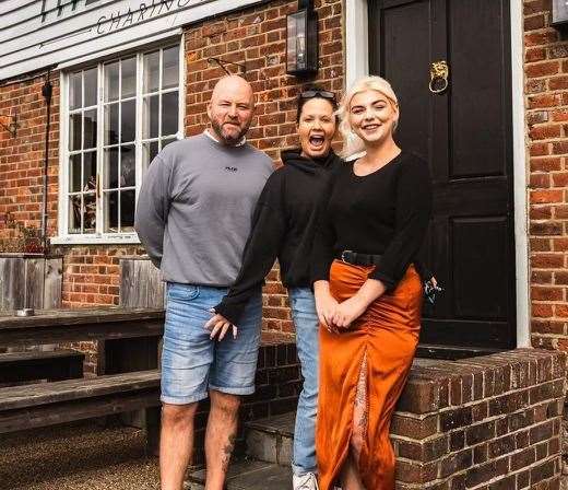 Claire Ealham with her husband Lee and daughter Molly at The White Horse in Boughton-under-Blean. Picture: Claire Ealham