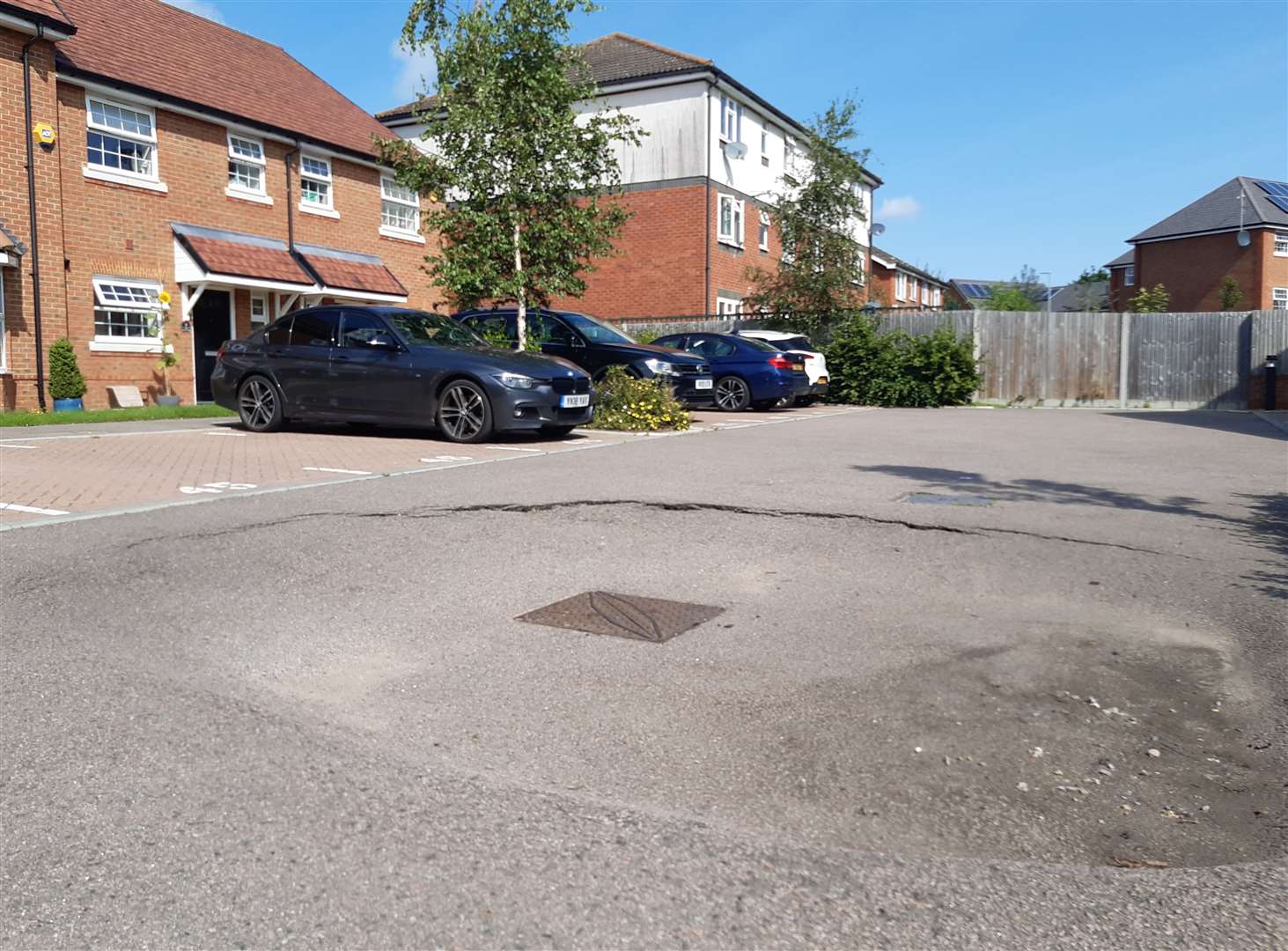 A crater developing in Copper Beech Close, Barming, Maidstone