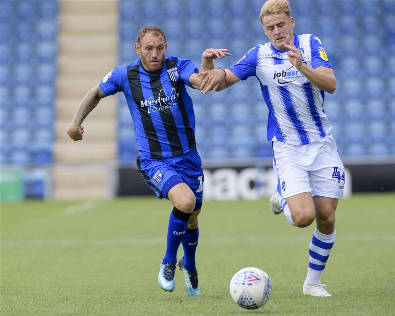 Barry Fuller in action against Colchester last weekend Picture: Andy Payton