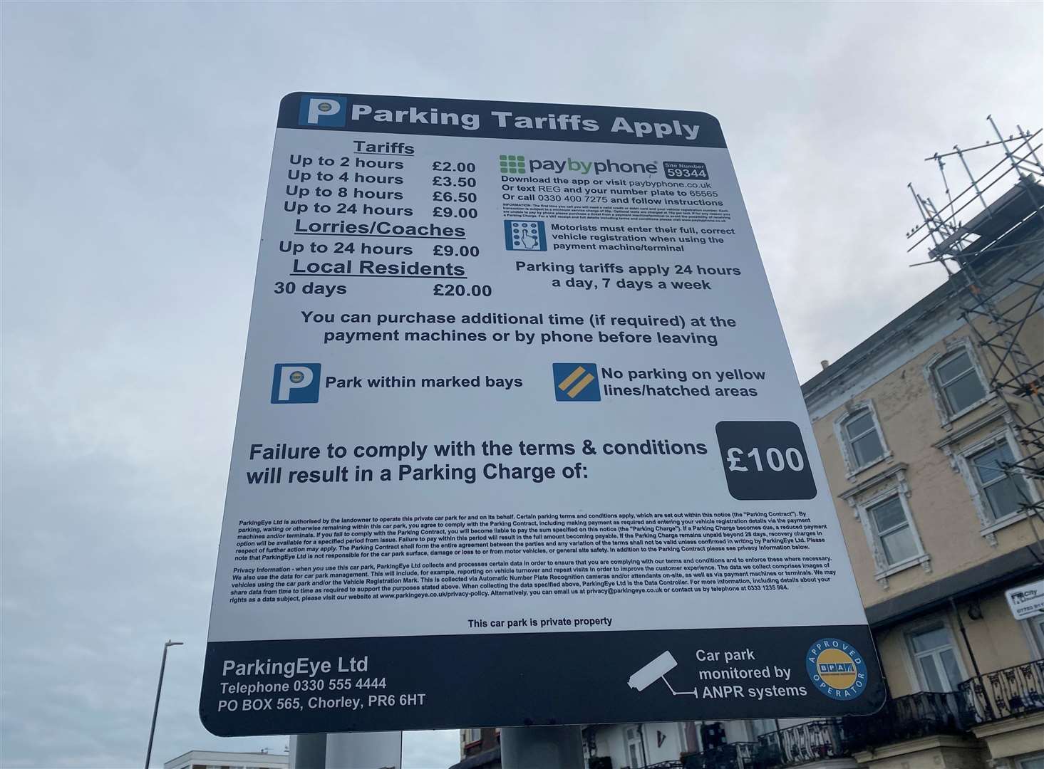 Signs at the Lido car park in Margate make no mention of a grace period