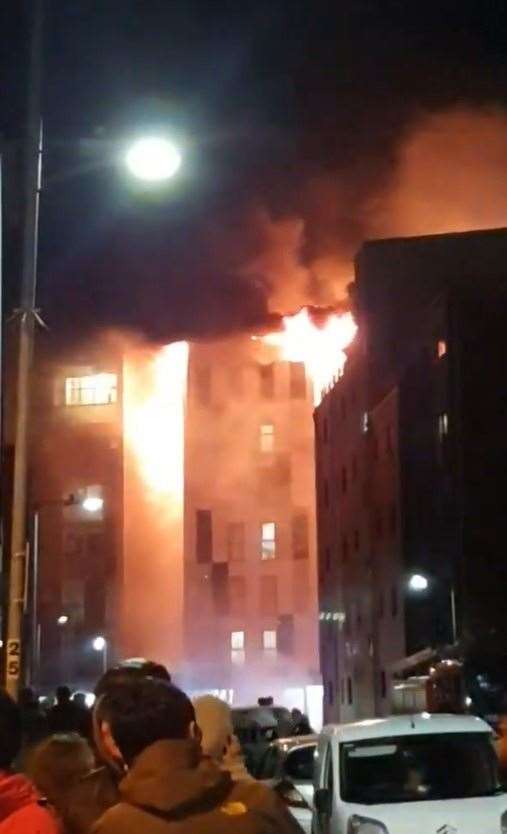 The flames leapt up the building at the height of the blaze (Ace Love/Twitter/PA)