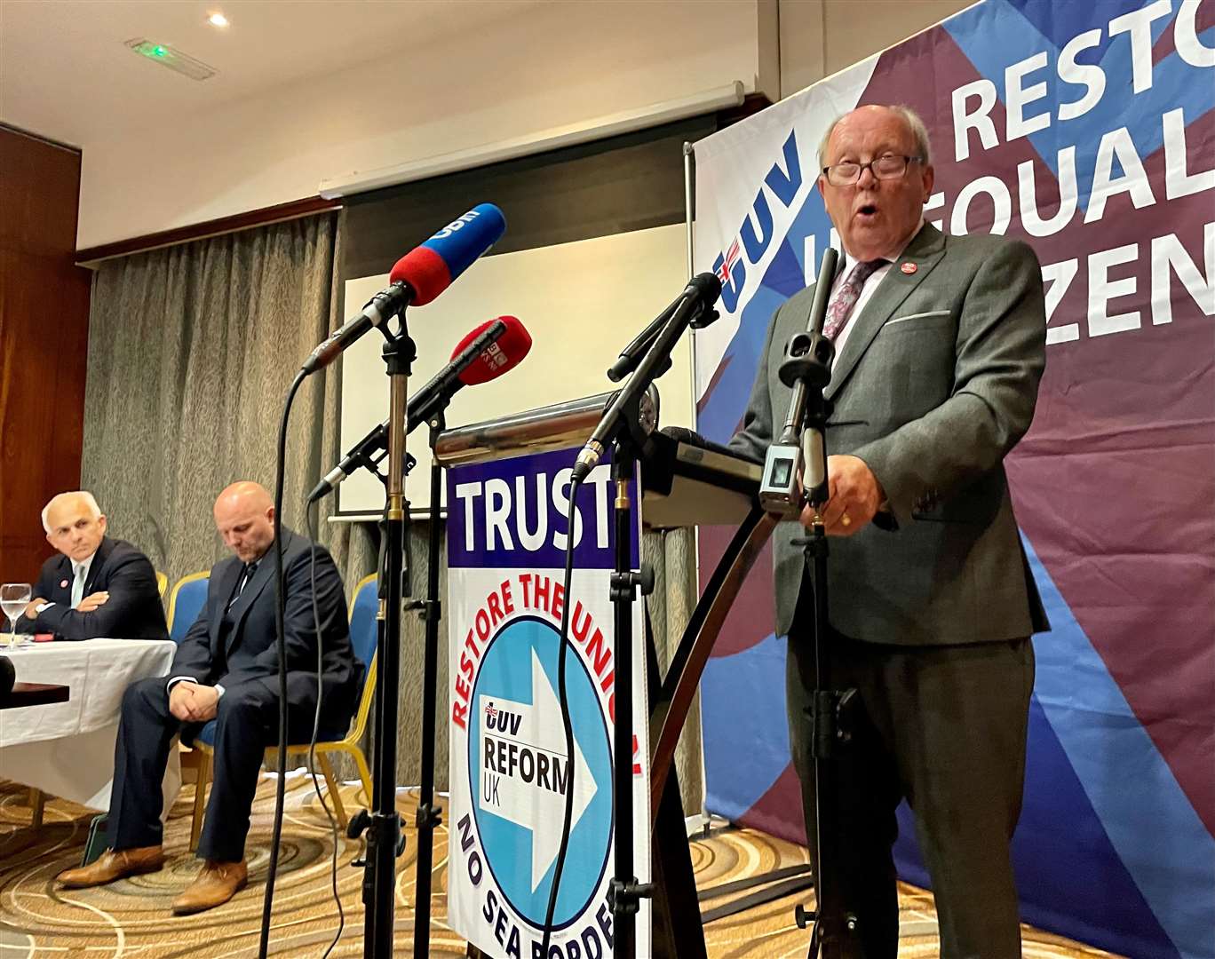 TUV leader Jim Allister speaking at his party’s manifesto launch (David Young/PA)