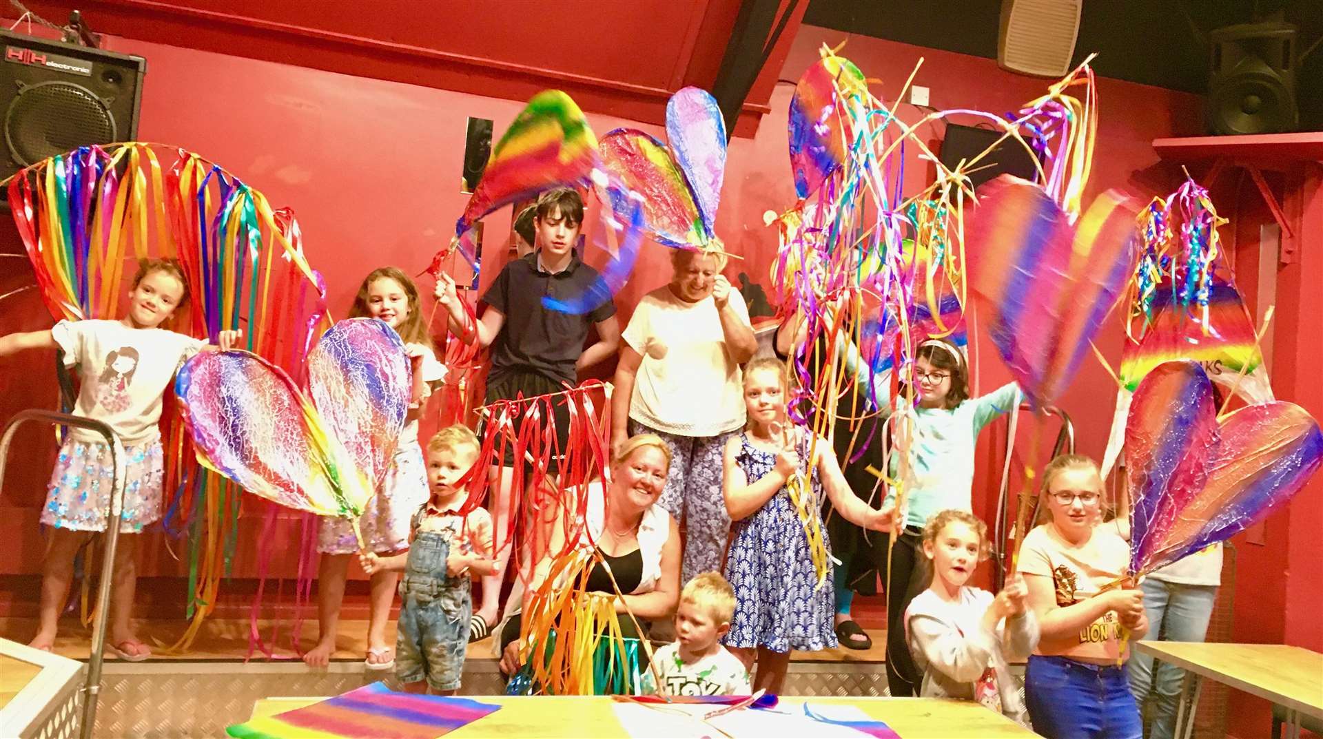 The first workshop to create flags, rainbows and hearts for Sheppey's first 'green' pedestrian carnival procession at Sheerness to celebrate and thank the NHS and key workers Picture: Chris Reed