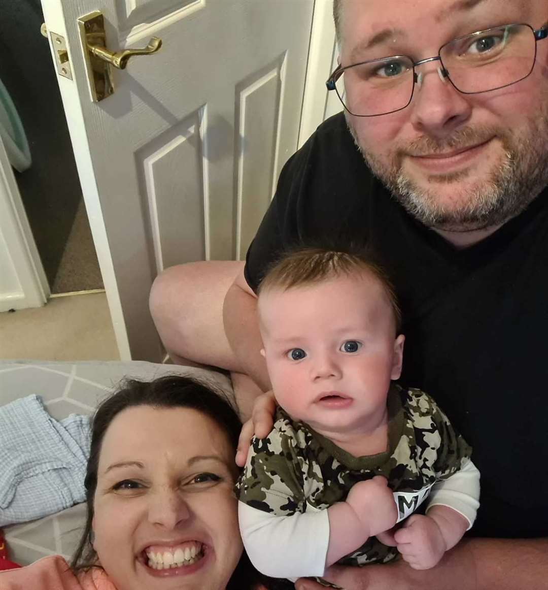 Baby Oliver Steeper with mum Zoe and dad Lewis