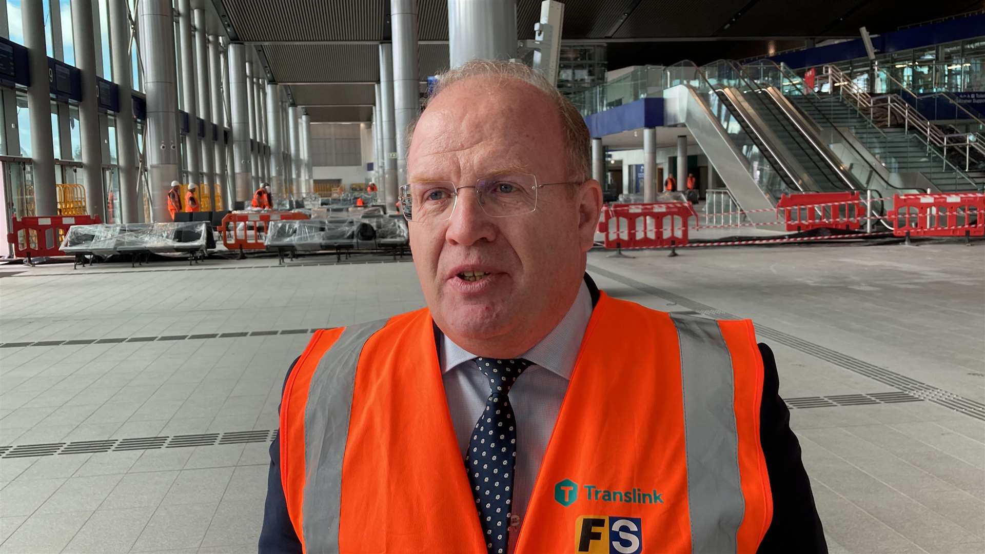 John Glass, director of infrastructure and projects at Translink, speaks to PA at Belfast Grand Central Station ahead of the first passenger service on Sunday (Rebecca Black/PA)