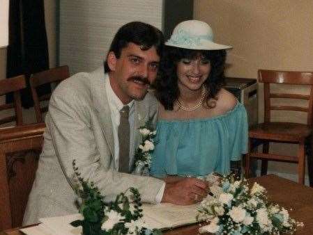 Peter and his wife Vee on their wedding day in 1986