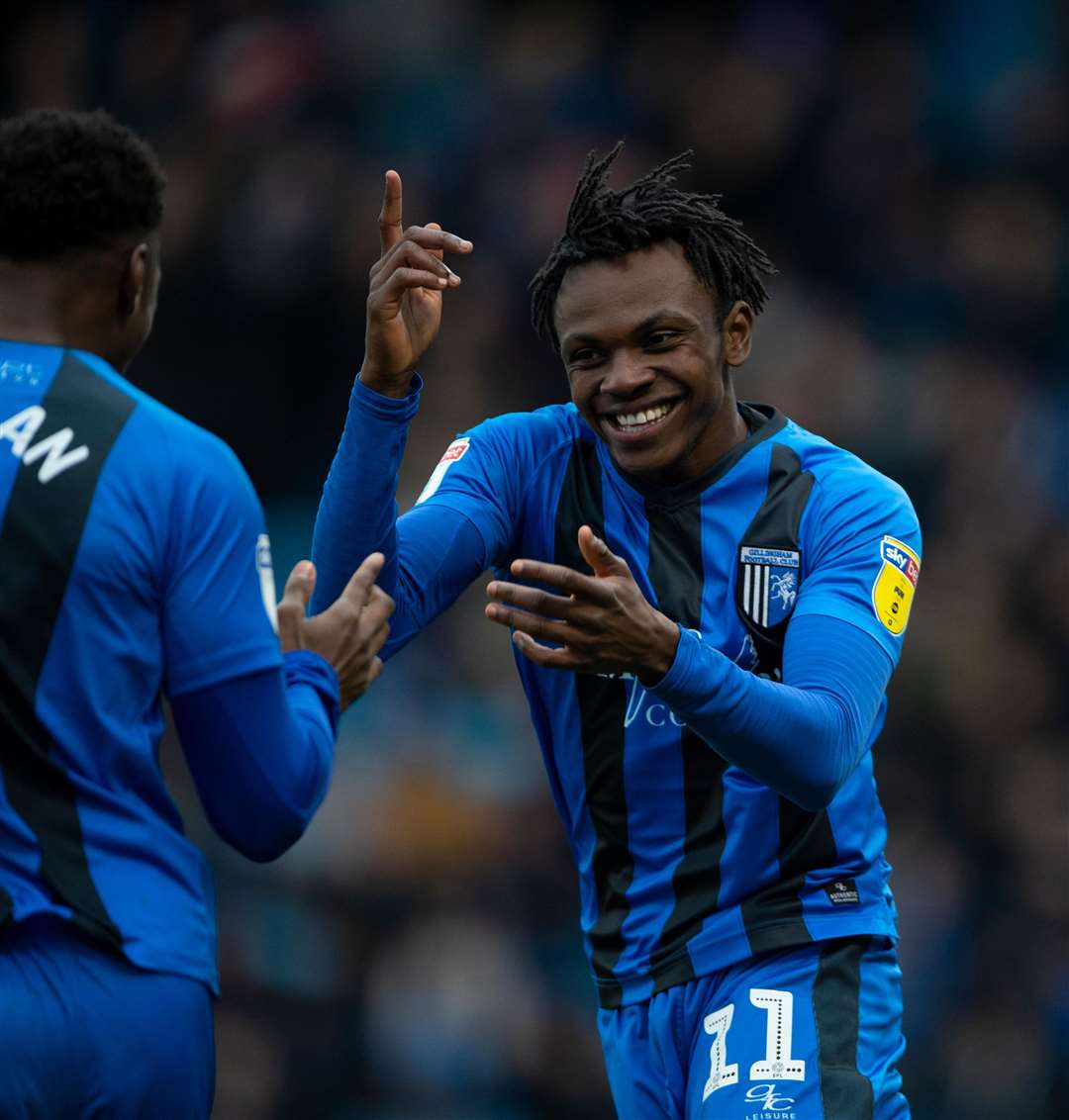 Regan Charles-Cook celebrates scoring the opening goal against Bradford Picture: Ady Kerry