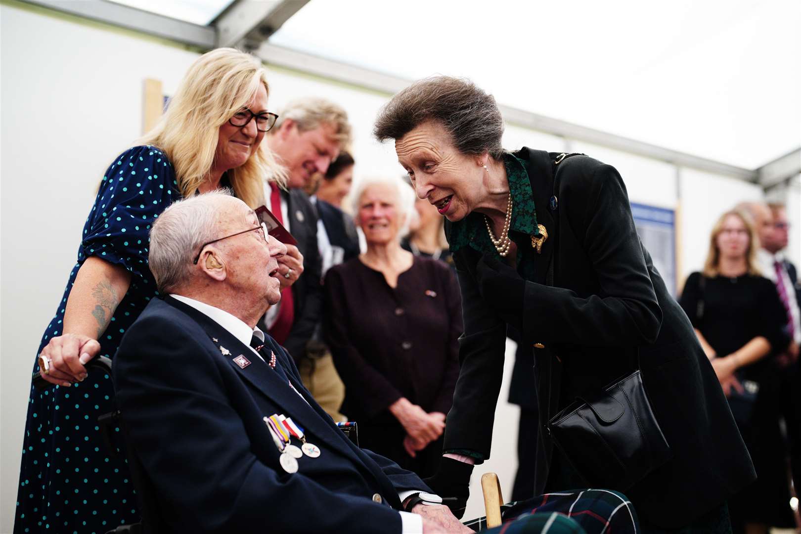 The Princess Royal met Arnhem veteran Geoff Robinson, 99, who is believed to be the only British soldier to travel to Arnhem for the commemorations (Ben Birchall/PA)