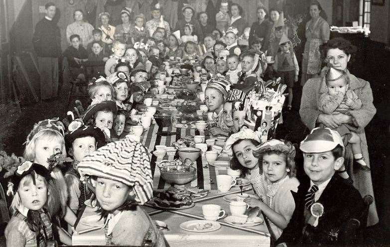 Children celebrate the coronation at a party in Wyatt Street, Maidstone