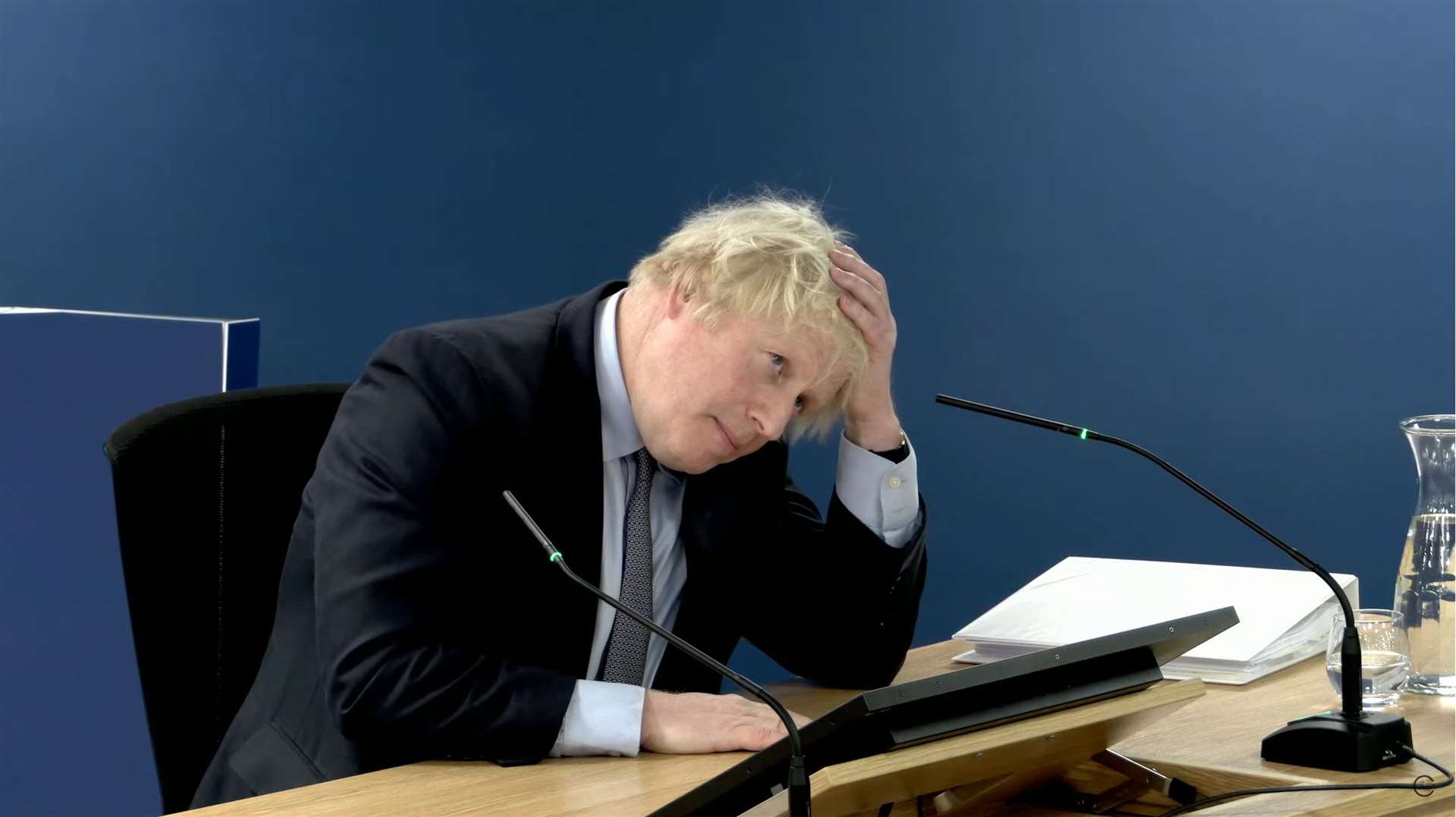 Boris Johnson giving evidence to the UK Covid-19 Inquiry for the second day (UK Covid-19 Inquiry/PA)