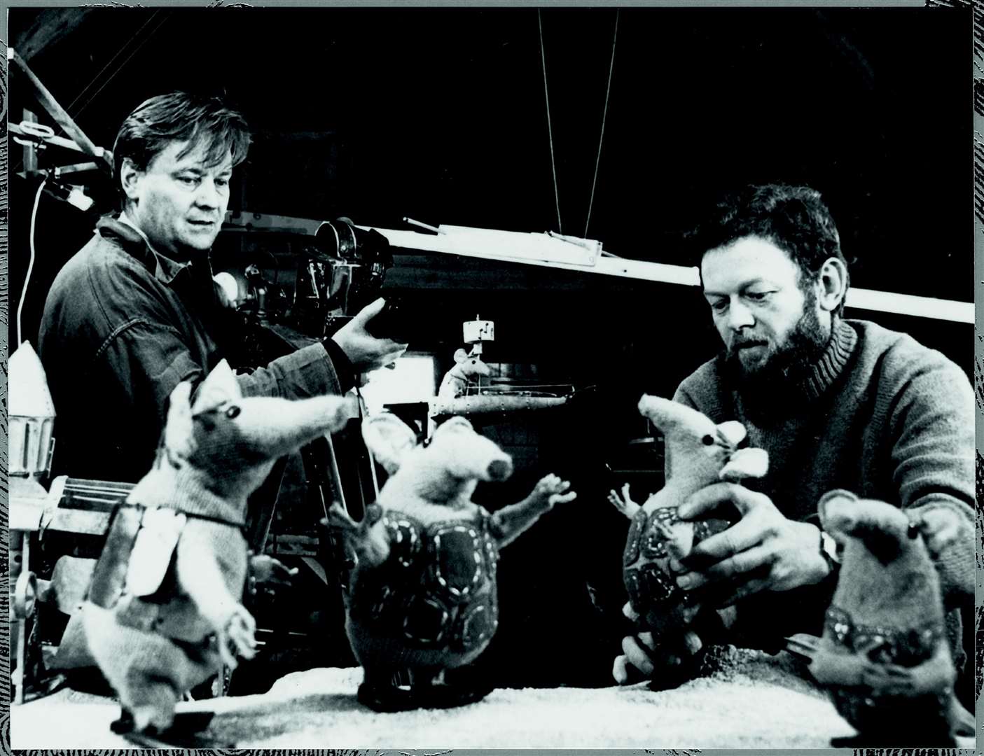 Oliver Postgate, left, and Peter Firmin with The Clangers