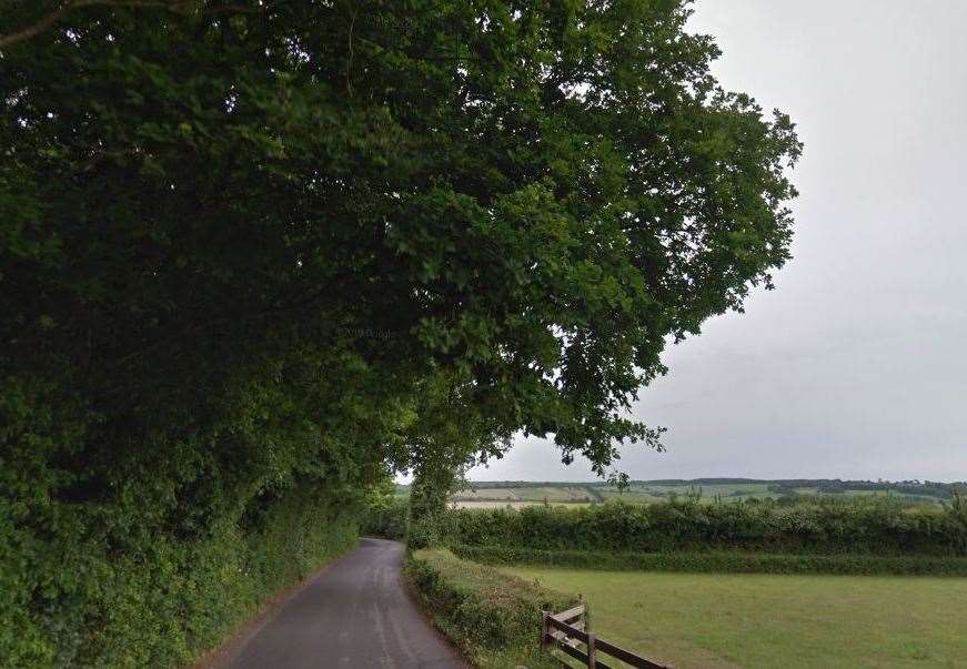 The man was found dead in woodland near Howfield Lane, Chartham. Pic: Google Street View