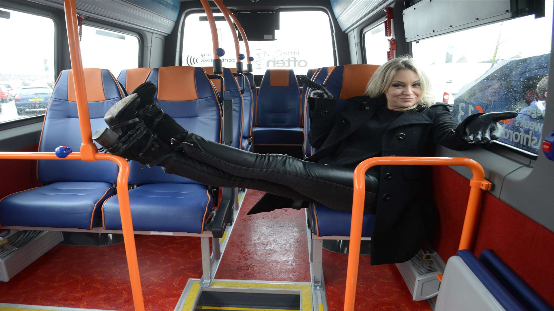 Rita Simons from Eastenders on one of the new minibuses
