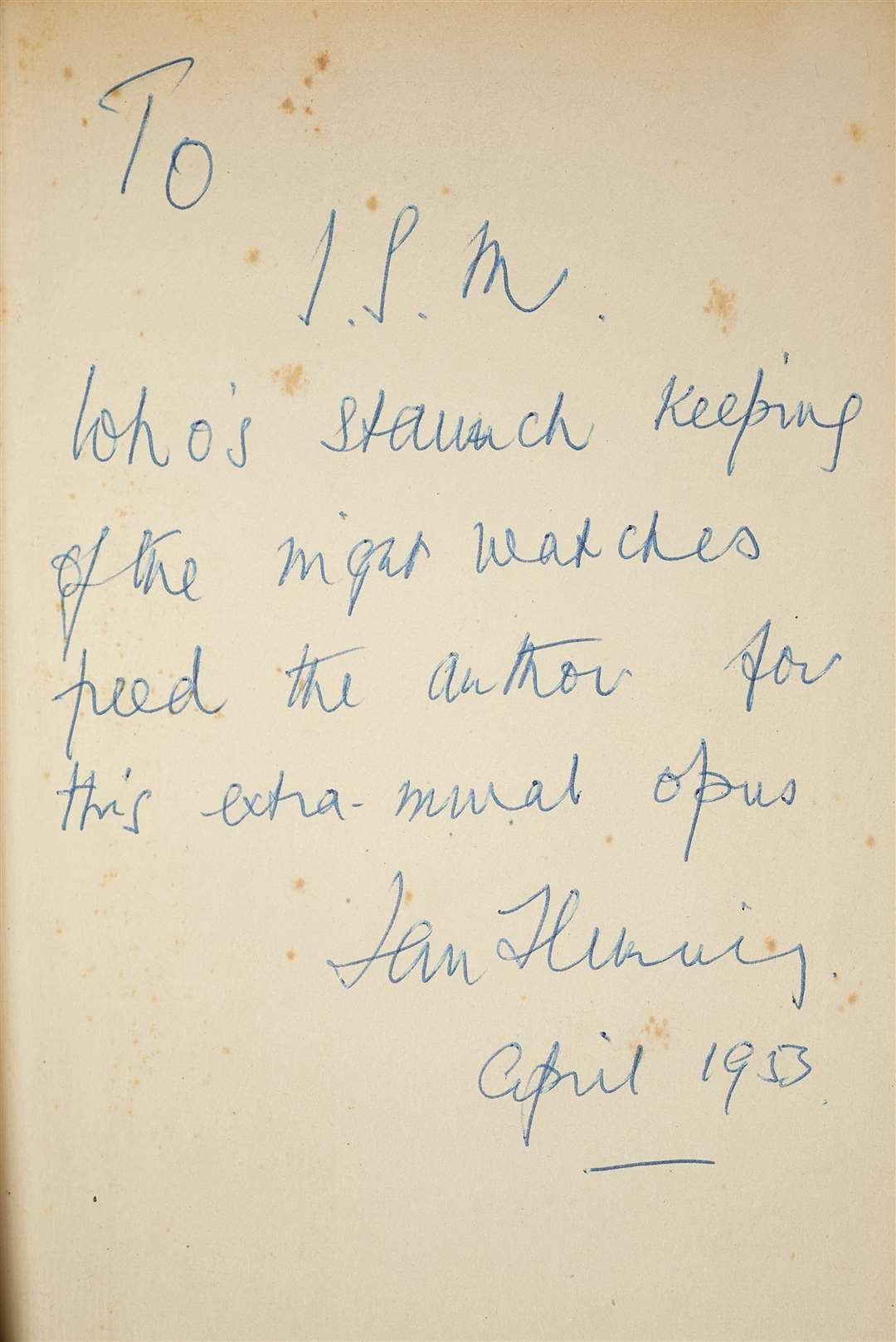 Ian Fleming’s inscription to his former editor (Stewart Attwood/Lyon & Turnbull/PA)